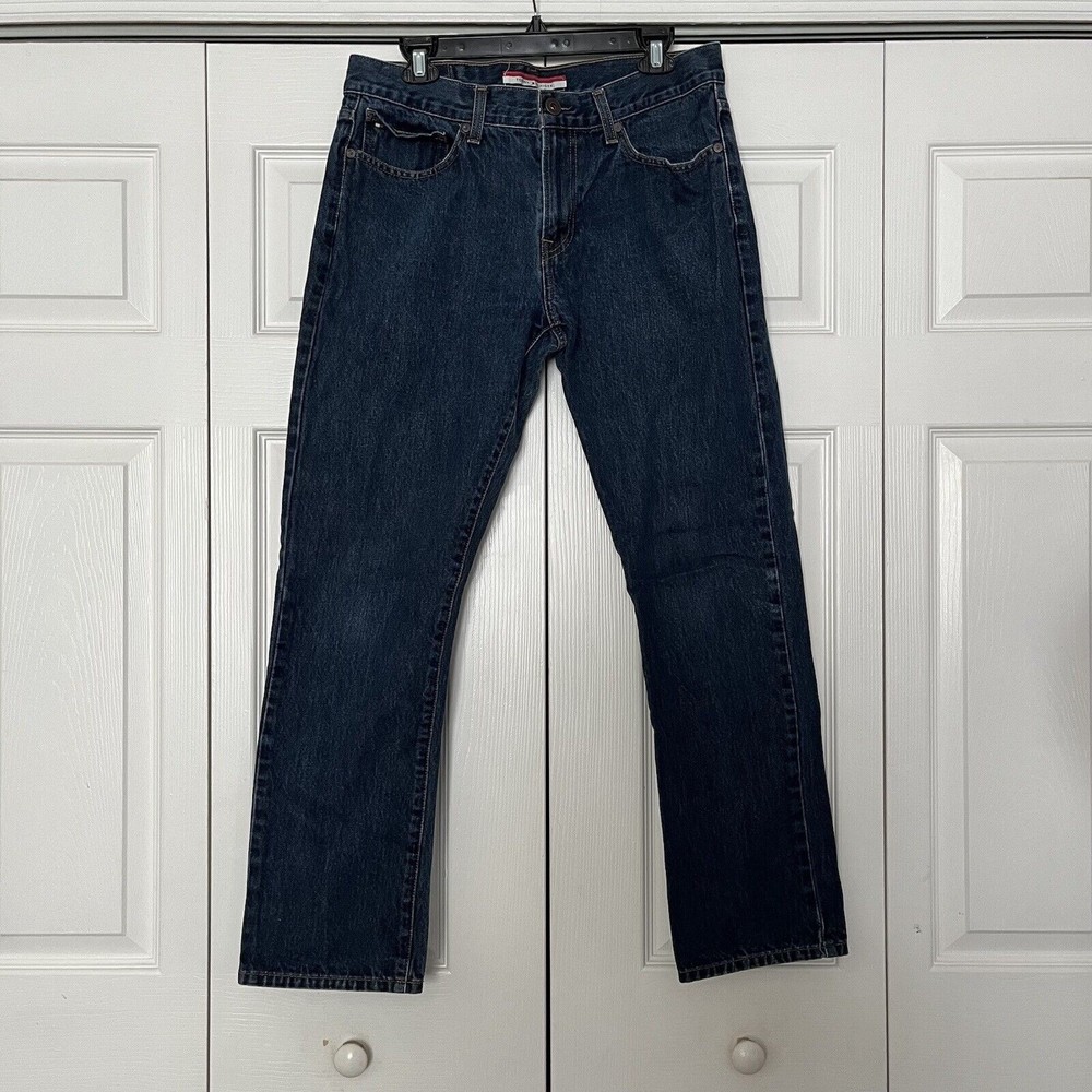 TOMMY HILFIGER Medium Wash Straight Denim Blue JEANS MEN'S 34x32